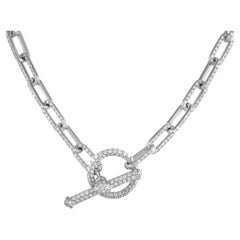 LB Exclusive 18K White Gold 20.37 Ct Diamond Link Toggle Necklace