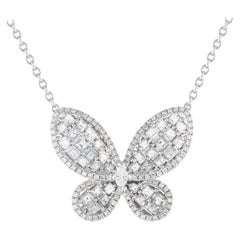 LB Exclusive 18K White Gold 2.0ct Diamond Butterfly Necklace