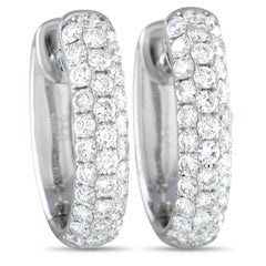 LB Exclusive 18k White Gold 2.0 Carat Diamond Huggie Hoop Earrings