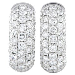 LB Exclusive 18k White Gold 2.0 Carat Diamond Huggie Hoop Earrings