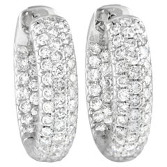 LB Exclusive 18k White Gold 2.0 Carat Diamond Inside-Out Hoop Earrings