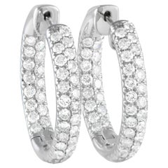 Lb Exclusive 18k White Gold 2.0 Carat Diamond Inside-Out Hoop Earrings