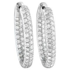 LB Exclusive 18k White Gold 2.0 Carat Diamond Inside-Out Hoop Earrings