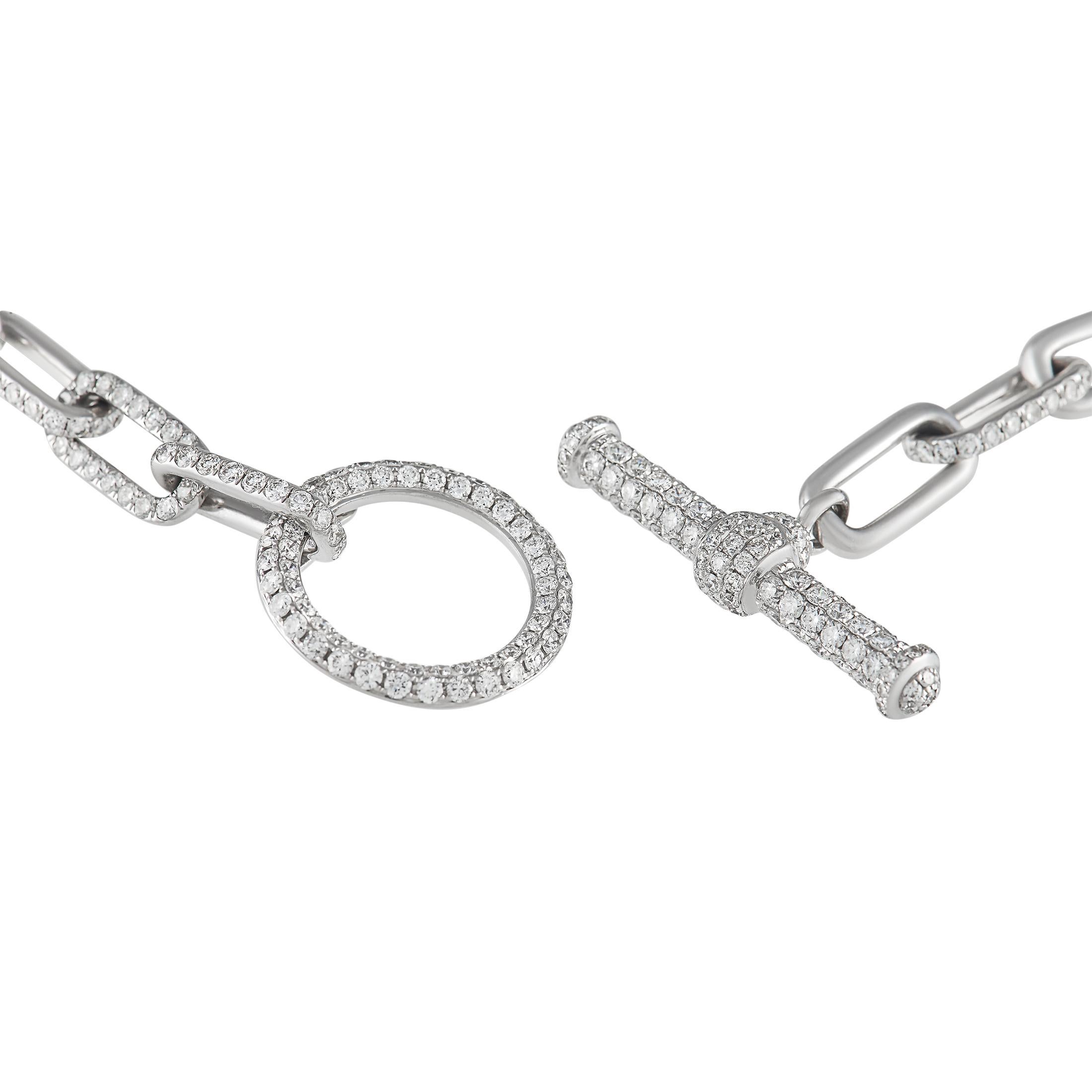 LB Exclusive 18K White Gold 21.0ct Diamond Link Necklace In New Condition In Southampton, PA