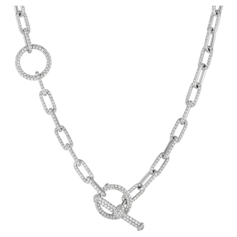 LB Exclusive 18K White Gold 21.0ct Diamond Link Necklace For Sale at 1stDibs
