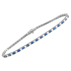 LB Exclusive 18K White Gold 2.12 Ct Diamond and Sapphire Tennis Bracelet