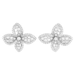 LB Exclusive Boucles d'oreilles fleur en or blanc 18 carats avec 2,15 carats de diamant