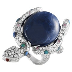 LB Exclusive 18k White Gold 2.25 Carat Diamond and Sapphire Snake Ring LB Exclusive 18k White Gold 2.25 Carat Diamond and Sapphire Snake Ring