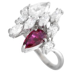 LB Exclusive 18K White Gold 2.33 ct Diamond and Ruby Ring