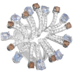 LB Exclusive 18K White Gold 2.37 ct Diamond and 3.51 ct Sapphire Statement Ring