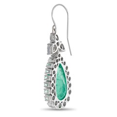 LB Exclusive 18K White Gold 2.50 Ct Diamond and Emerald Earrings