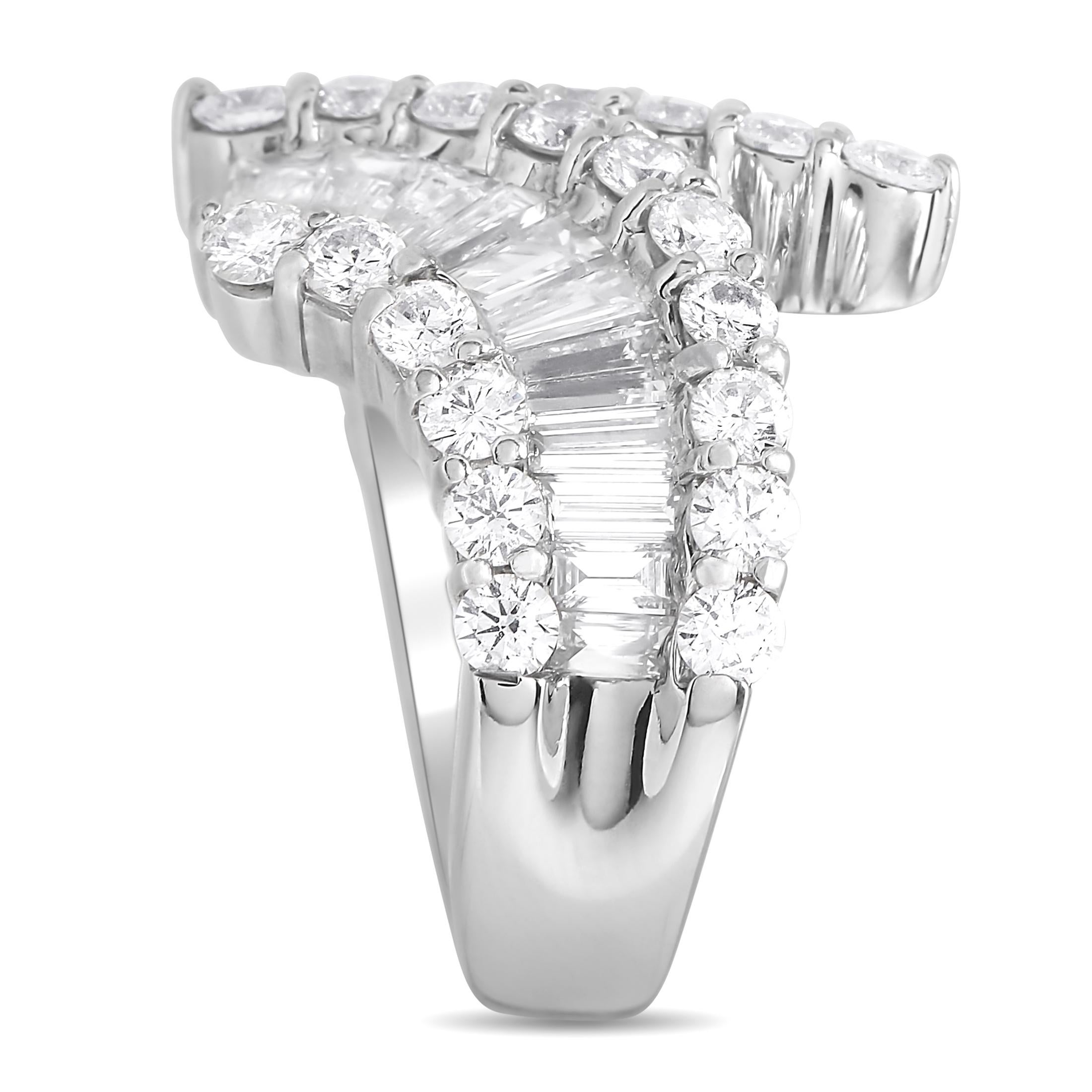 Mixed Cut LB Exclusive 18K White Gold 2.50 Ct Diamond Fan Bypass Ring