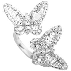 LB Exclusive 18 Karat White Gold 2.53 Carat Diamond Butterfly Ring