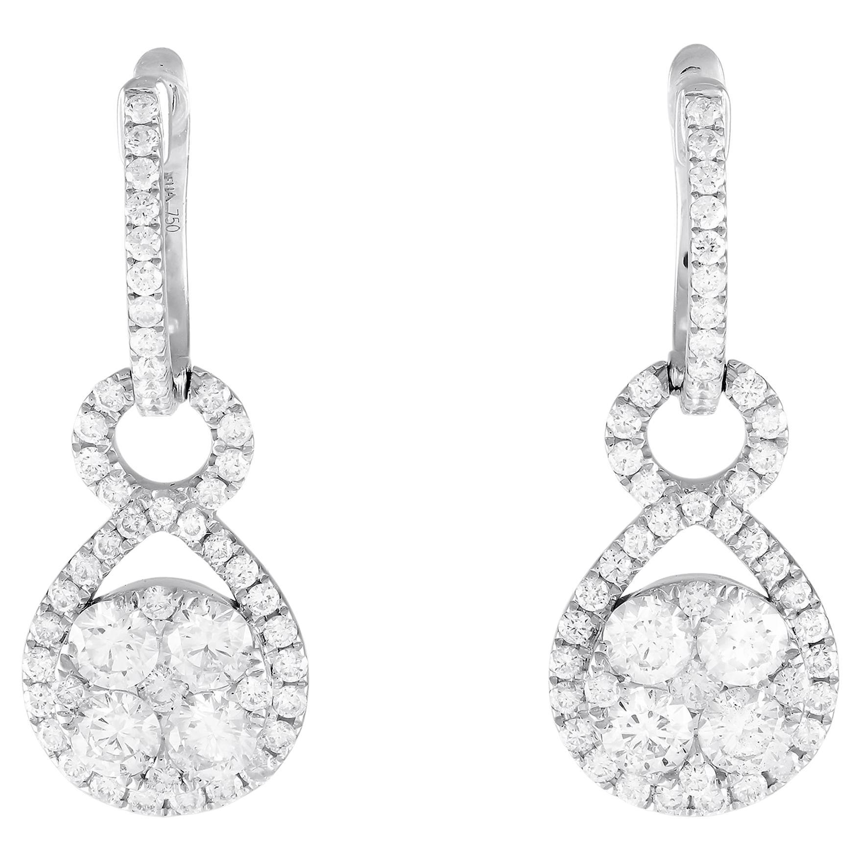 LB Exclusive 18K White Gold 2.55ct Diamond Drop Earrings For Sale