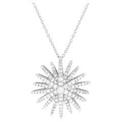 LB Exclusive 18K White Gold 2.60ct Diamond Sunburst Pendant Necklace