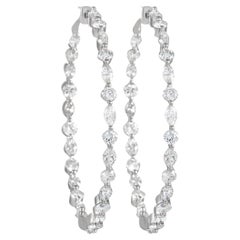 LB Exclusive 18K White Gold 2.62 Ct Diamond Inside Out Hoop Earrings