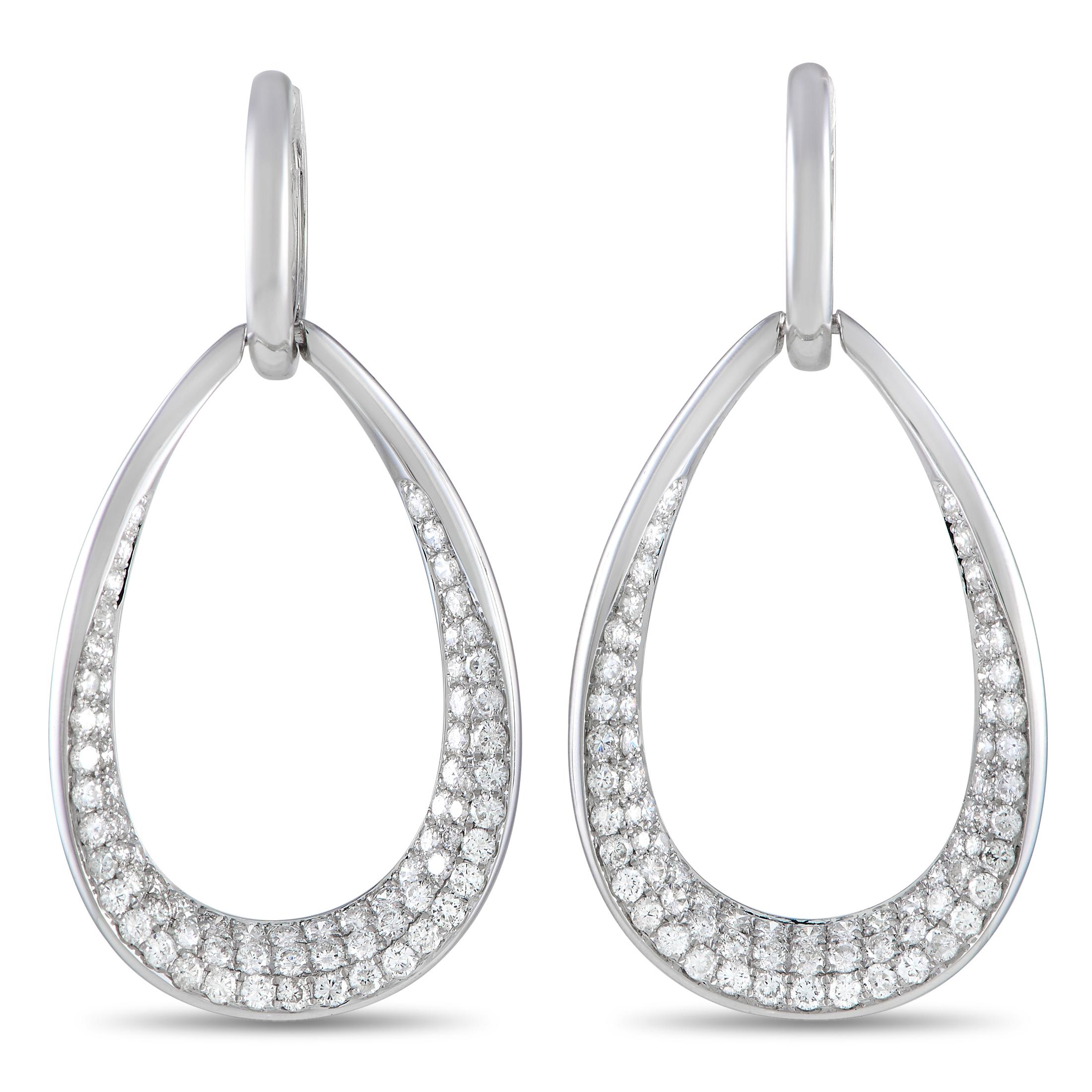 LB Exclusive 18k White Gold 3.05ct Diamond Drop Earrings In New Condition For Sale In Southampton, PA