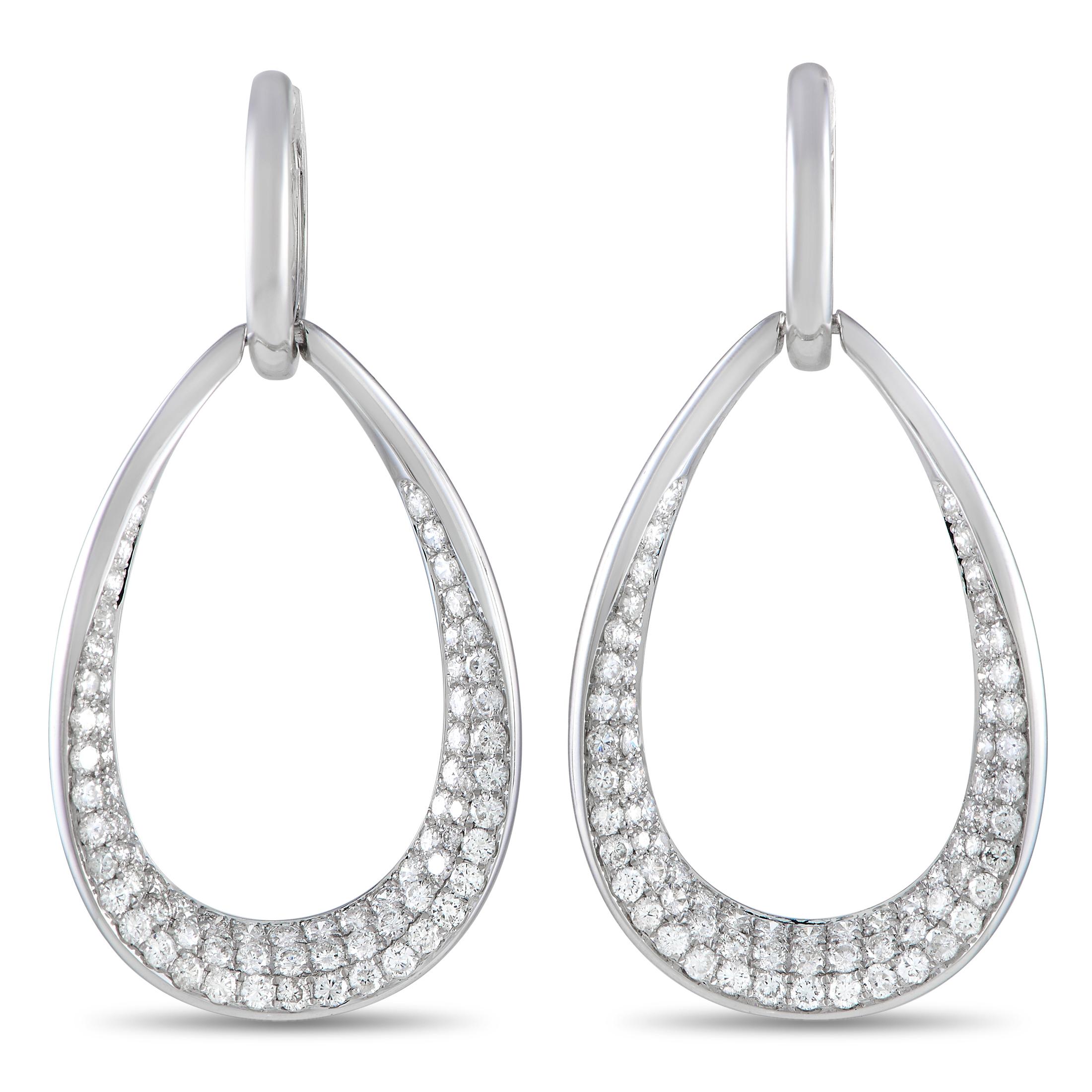 Orecchini a goccia con diamanti da 3,05 carati in oro bianco 18k Exclusive LB In condizioni Nuovo in vendita a Southampton, PA