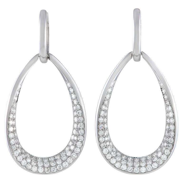 LB Exclusive 18k White Gold 3.05ct Diamond Drop Earrings For Sale