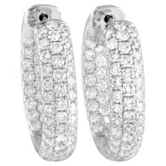 LB Exclusive Boucles d'oreilles en or blanc 18K avec 3,05 ct de diamant à l'intérieur et à l'extérieur