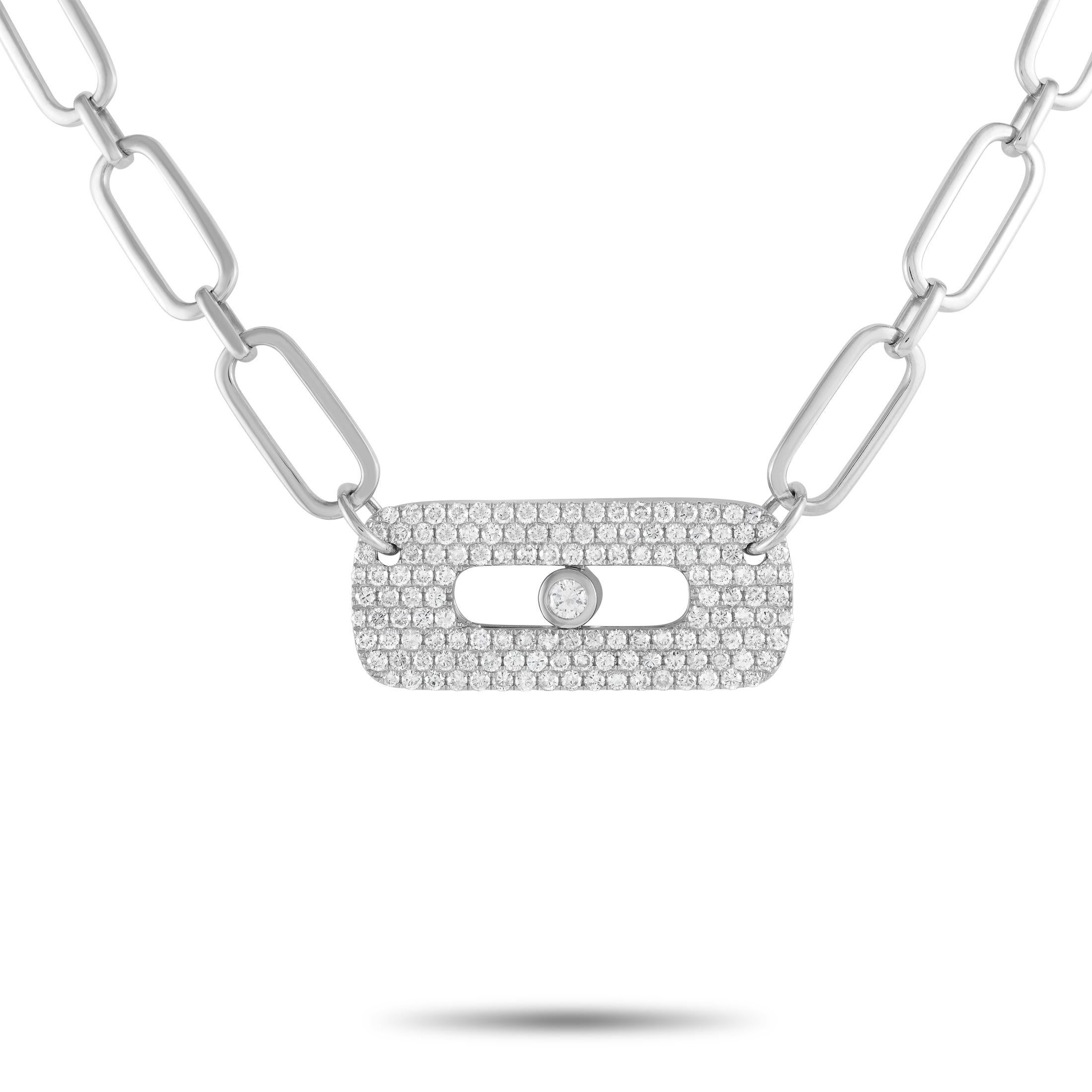 LB Exclusive 18K White Gold 3.0ct Diamond Link Necklace In New Condition For Sale In Southampton, PA