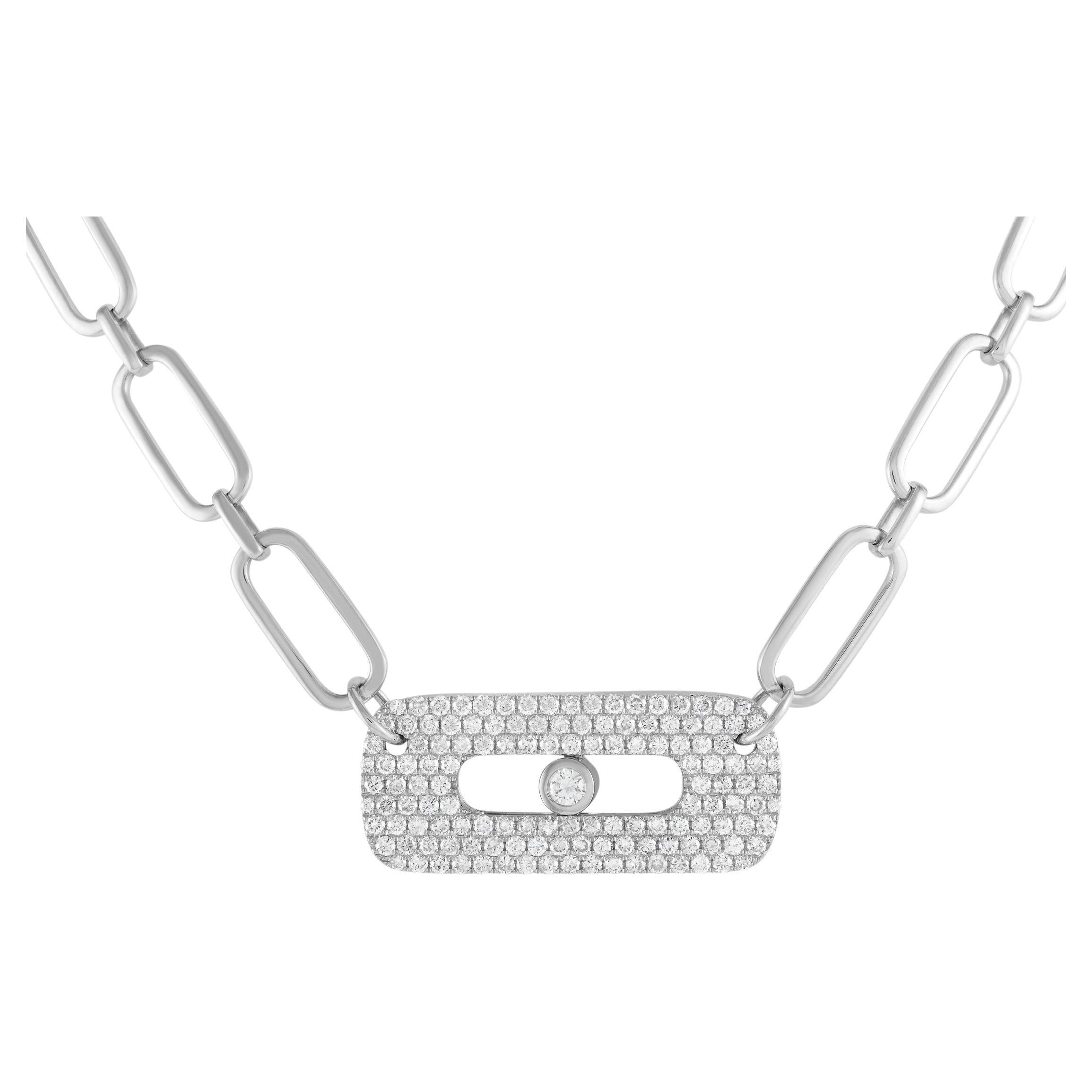 LB Exclusive 18K White Gold 3.0ct Diamond Link Necklace For Sale