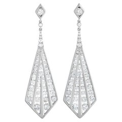 LB Exclusive 18k White Gold 3.10ct Diamond Geometric Drop Earrings