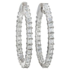 LB Exclusive 18K White Gold 3.30 Ct Diamond Inside-Out Hoop Earrings