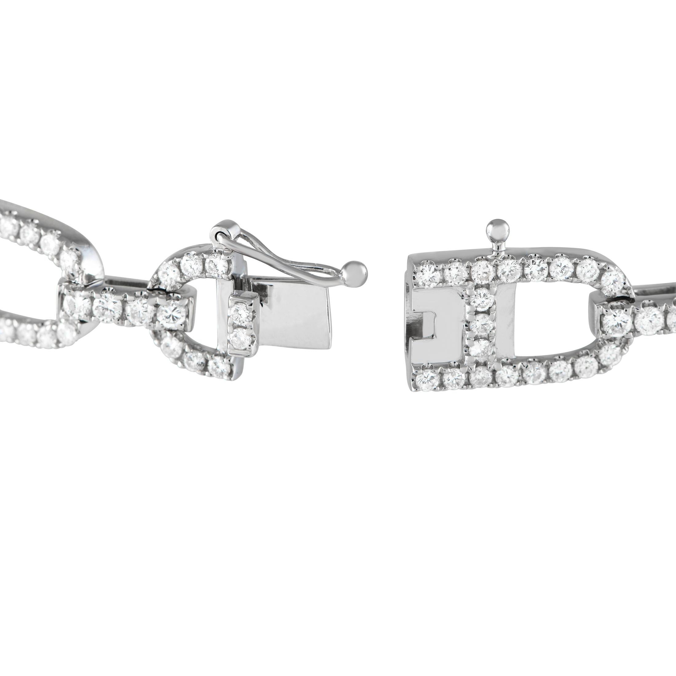Round Cut 18K White Gold 3.52ct Diamond Link Bracelet For Sale