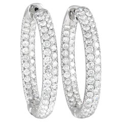 LB Exclusive 18K White Gold 3.55ct Diamond Inside-Out Hoop Earrings