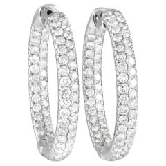 LB Exclusive Boucles d'oreilles en or blanc 18K avec 3,55 ct de diamant à l'intérieur et à l'extérieur