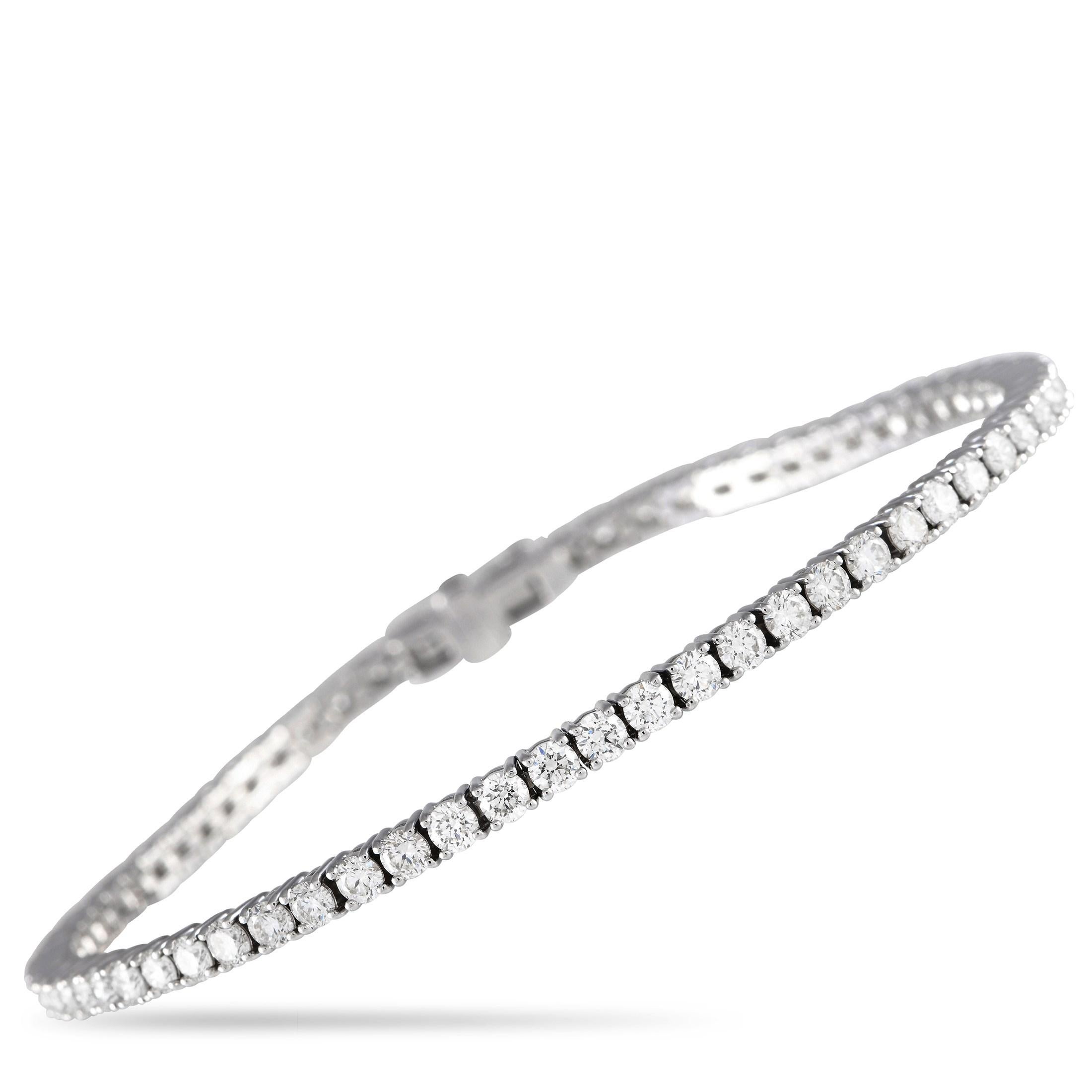 LB Exclusive 18K White Gold 3.58ct Diamond Tennis Bracelet In New Condition For Sale In Southampton, PA