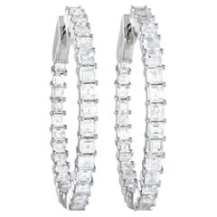 LB Exclusive 18k White Gold 3.71ct Diamond Inside-Out Hoop Earrings
