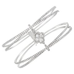 LB Exclusive 18K White Gold 3.76 Ct Diamond Bangle Bracelet