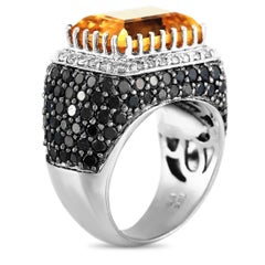 LB Exclusive 18K Gold 3.85 Carat White or Black Diamond Pave and Large Citrine