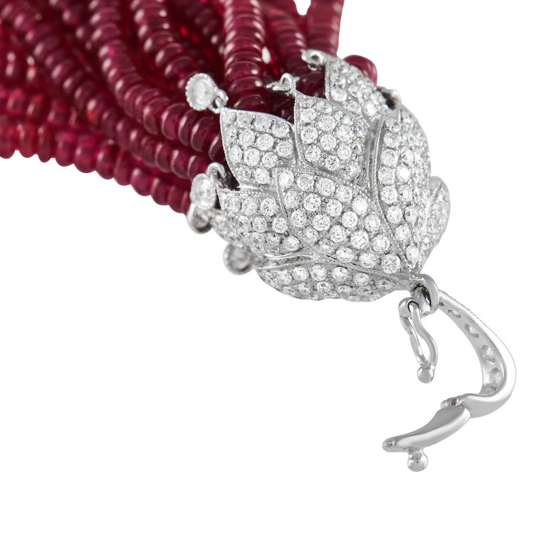 LB Exclusive 18K White Gold 4.00 Ct Diamond and Ruby Pendant at 1stDibs