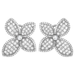 LB Exclusive Boucles d'oreilles fleurs en or blanc 18 carats avec diamants 4,01 carats