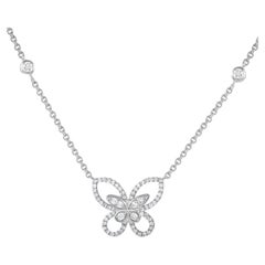 LB Exclusive 18K White Gold 4.10 ct Diamond Butterfly Necklace 