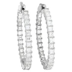 LB Exclusive 18K White Gold 4.15 ct Diamond Hoop Earrings