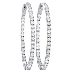 LB Exclusive 18k White Gold 4.18ct Diamond Inside-Out Hoop Earrings