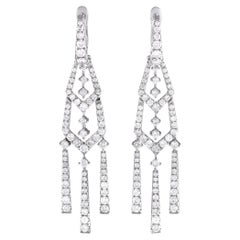 LB Exclusive 18k White Gold 4.19 Carat Diamond Dangle Earrings