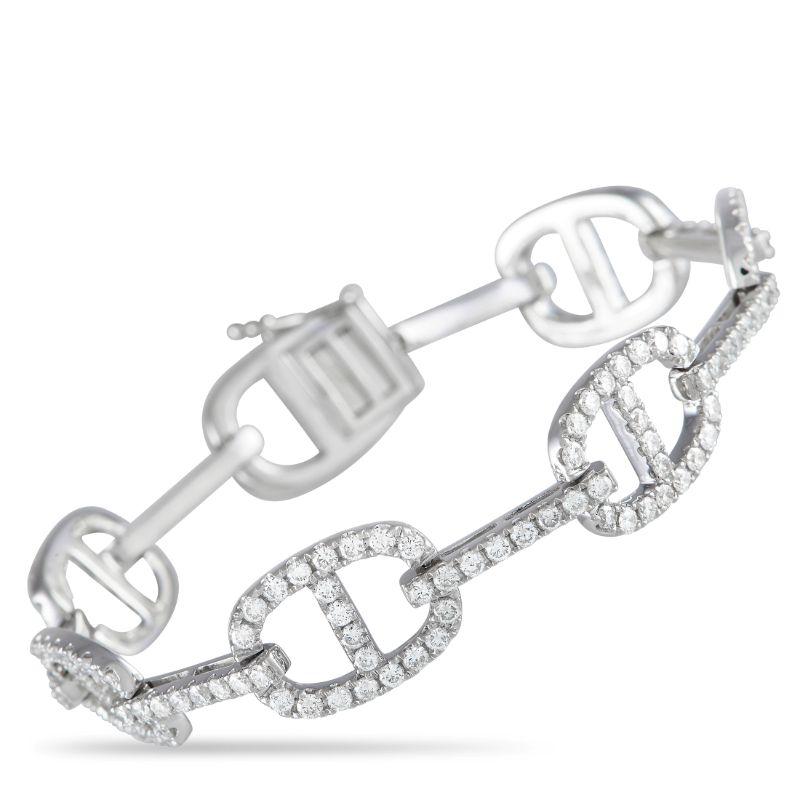 LB Exclusive 18k White Gold 4.30 Carat Diamond Bracelet In New Condition In Southampton, PA