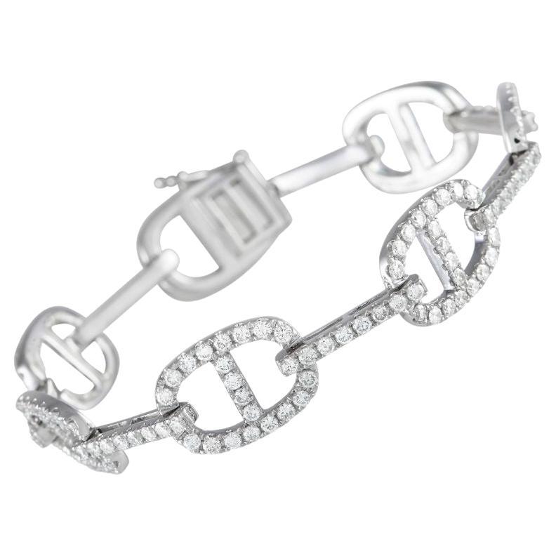 LB Exclusive 18k White Gold 4.30 Carat Diamond Bracelet For Sale
