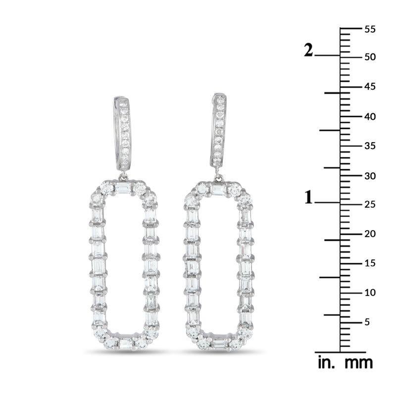 Round Cut LB Exclusive 18k White Gold 4.30 Carat Diamond Dangle Earrings For Sale
