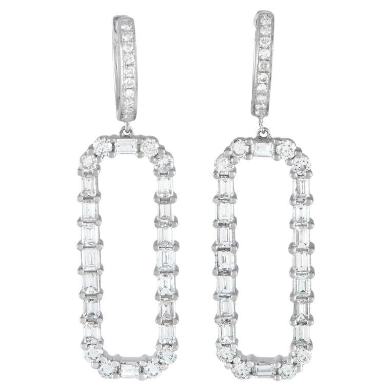 LB Exclusive 18k White Gold 4.30 Carat Diamond Dangle Earrings For Sale