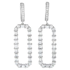 LB Exclusive 18k White Gold 4.30 Carat Diamond Dangle Earrings
