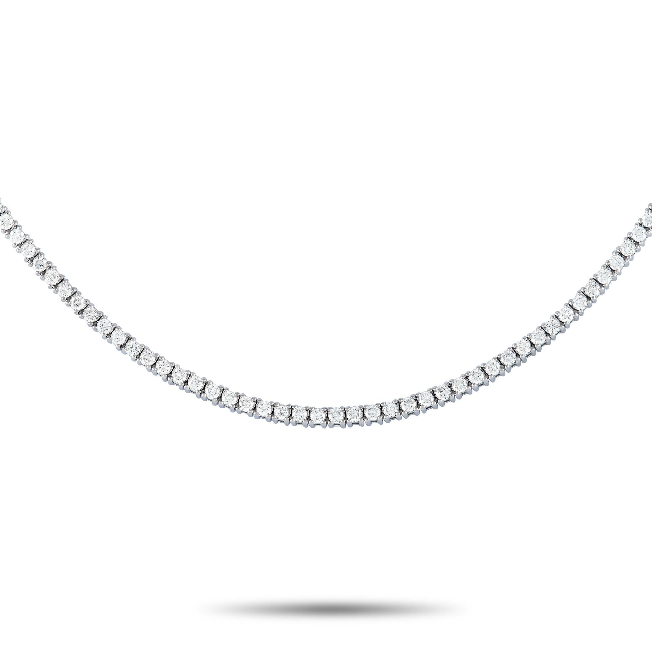 Round Cut LB Exclusive 18K White Gold 4.36 Ct Diamond Necklace