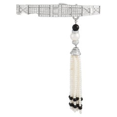 LB Exclusive 18K White Gold 4.50 Ct Diamond and Pearl Bracelet