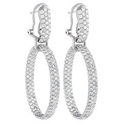 Boucles d'oreilles pendantes en or blanc 18 carats avec 4,60 ct de diamants - LB Exclusive