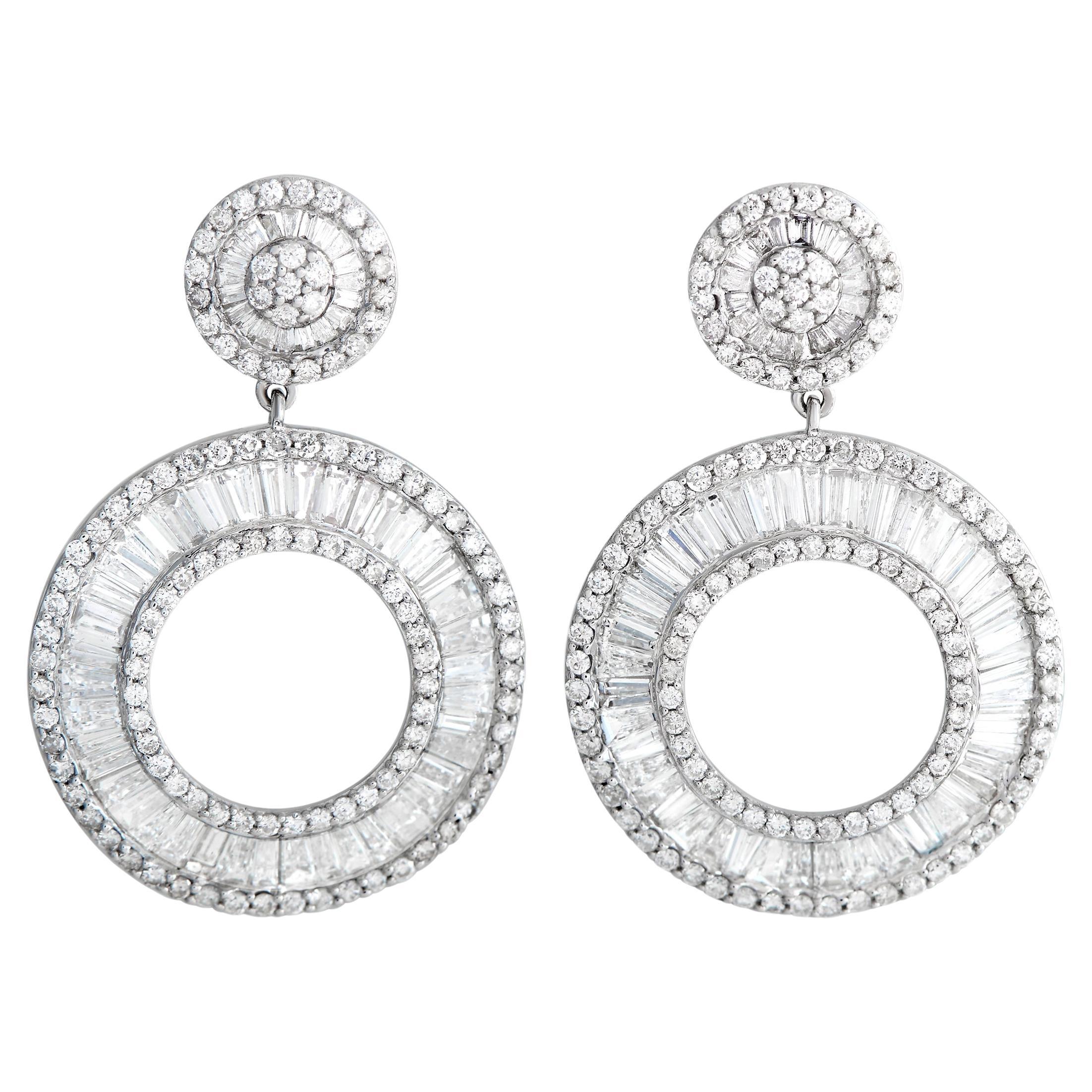 LB Exclusive 18 Karat Gold Full 2 Carat Diamond Link Dangle Push Back Earrings at 1stDibs